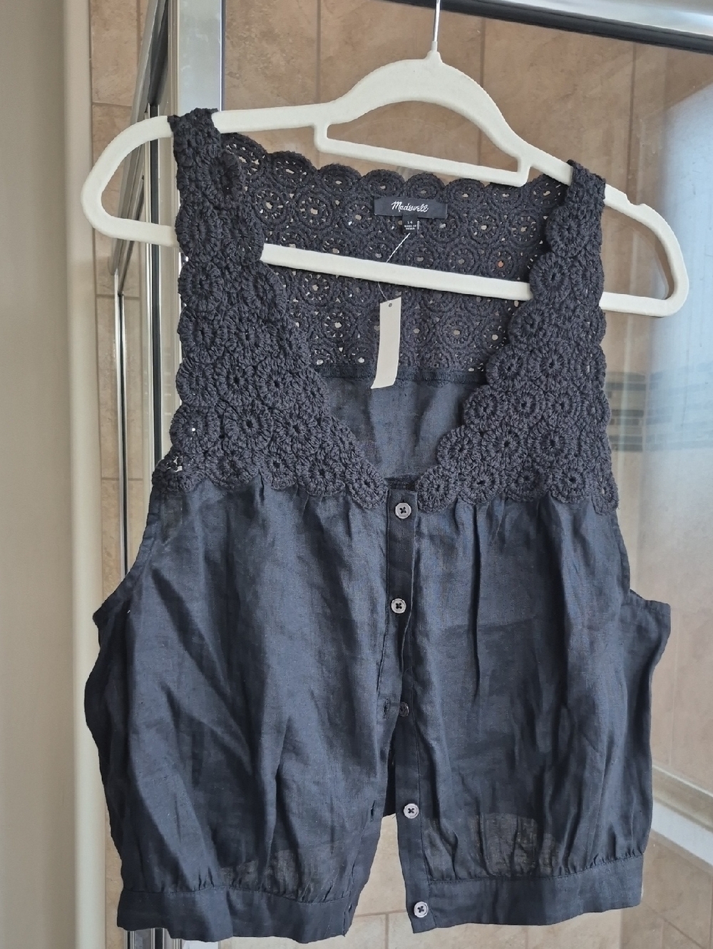 Madewell Linen Top V Neck Size 14 - Picture 8 of 13